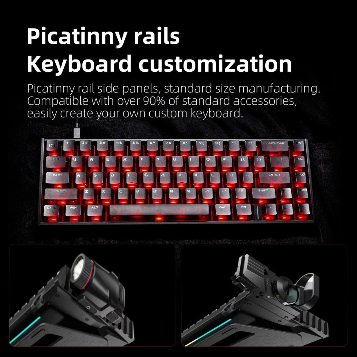IPI Q SERIES — Aluminium Magnetic Switch Keyboard with Picatinny Rail, 65% / 75%